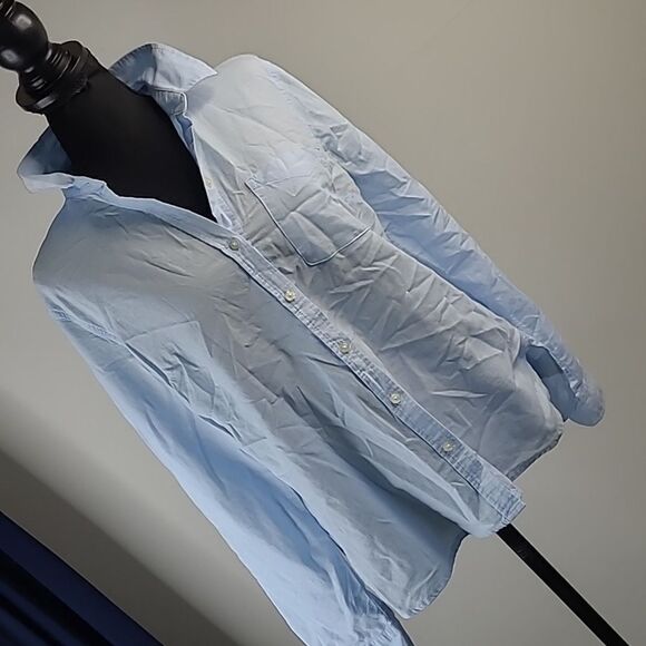 Blue 100% cotton shirt.  No brand nor size available - Picture 1 of 7